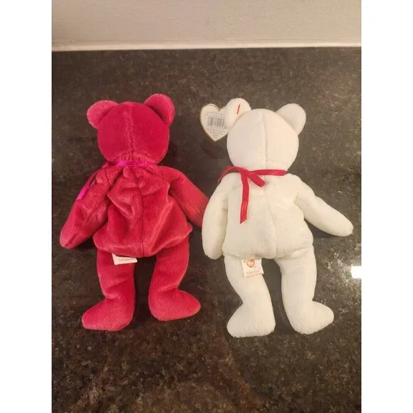 Ty Beanie Babies Valentino & Valentina Bears w/ Tags – '94 & '98 Brown Nose - Picture 4 of 13